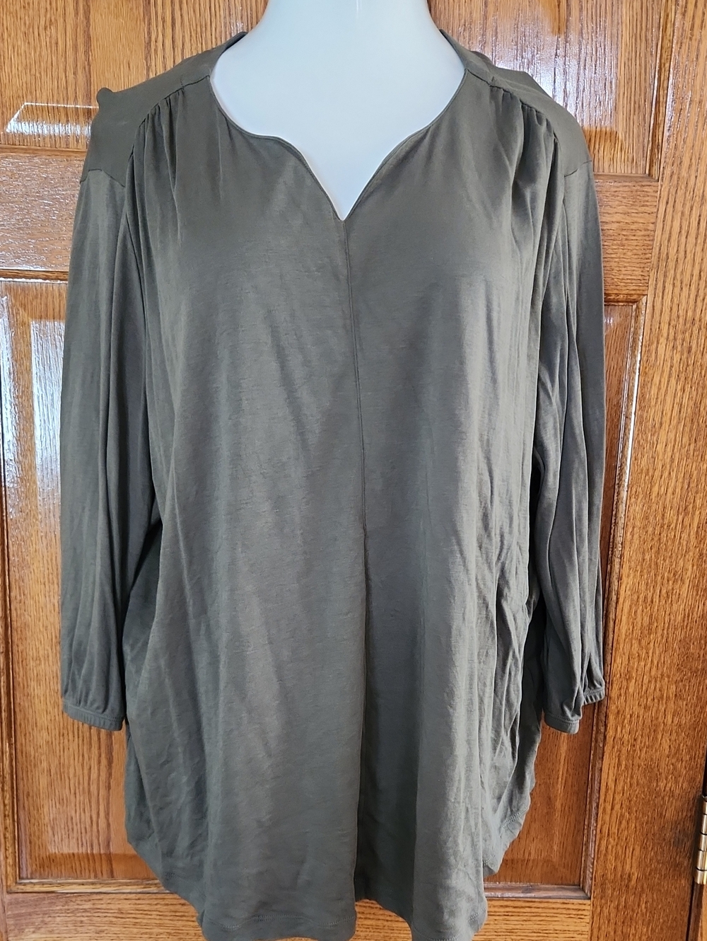 Lands' End Olive Green Notch-Neck Tunic Top 2X